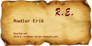 Radler Erik névjegykártya